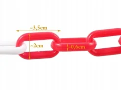 Łańcuch plastikowy 25 m blokujący 6 mm ostrzegawczy biało-czerwony solidny