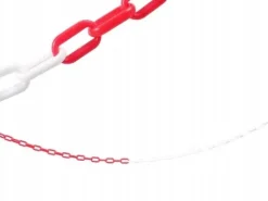 Łańcuch plastikowy 25 m blokujący 6 mm ostrzegawczy biało-czerwony solidny