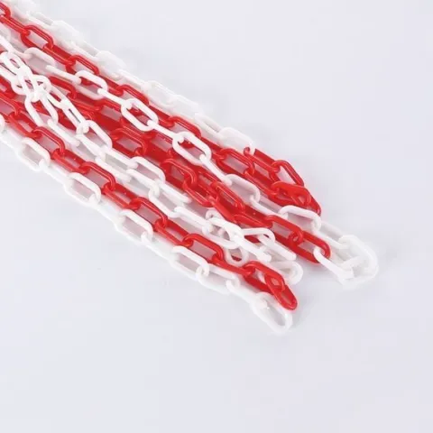 Łańcuch plastikowy 25 m blokujący 6 mm ostrzegawczy biało-czerwony solidny