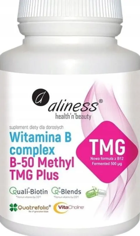 Aliness Witamina B Complex METYLOWANA B-50 TMG 100k. B1 B2 B6 Układ NERWOWY