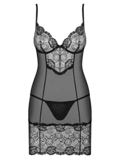 Alluria koszulka i stringi czarne Obsessive L/XL