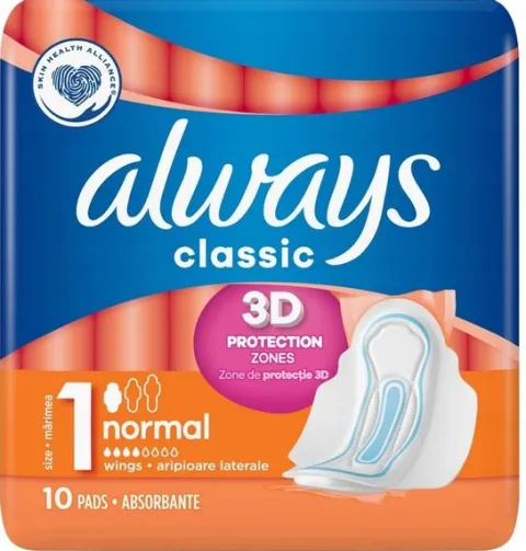 ALWAYS Classic Normal Podpaski ze Skrzydeł. 10 szt
