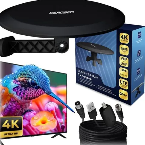 Antena wewnętrzna zewnętrzna TV ultra HD 4K Berdsen BD-955 czarna
