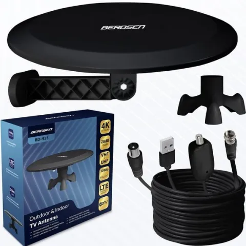 Antena wewnętrzna zewnętrzna TV ultra HD 4K Berdsen BD-955 czarna