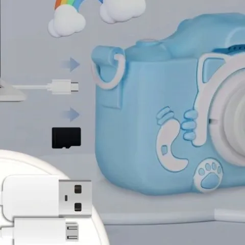 APARAT CYFROWY DLA DZIECI Dziecka Fotograficzny NIEBIESKI KOTEK + KARTA 4GB