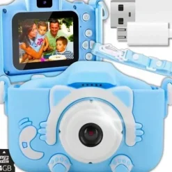 APARAT CYFROWY DLA DZIECI Dziecka Fotograficzny NIEBIESKI KOTEK + KARTA 4GB