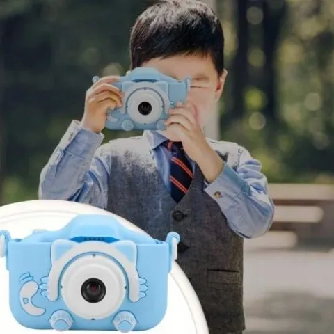 APARAT CYFROWY DLA DZIECI Dziecka Fotograficzny NIEBIESKI KOTEK + KARTA 4GB