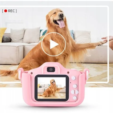 APARAT CYFROWY DLA DZIECI KAMERA HD + ETUI KOTEK RÓŻOWY X5 GRY SMYCZ