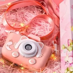 APARAT CYFROWY DLA DZIECI KAMERA HD + ETUI KOTEK RÓŻOWY X5 GRY SMYCZ