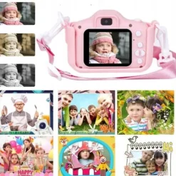 APARAT CYFROWY DLA DZIECI KAMERA HD + ETUI KOTEK RÓŻOWY X5 GRY SMYCZ