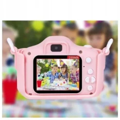 APARAT CYFROWY DLA DZIECI KAMERA HD + ETUI KOTEK RÓŻOWY X5 GRY SMYCZ