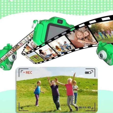 APARAT CYFROWY FOTOGRAFICZNY DLA DZIECI GRY + KARTA 32GB ŻABKA ŻABA SELFIE