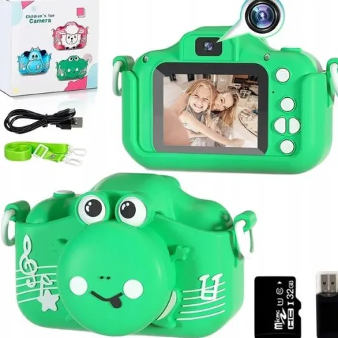 APARAT CYFROWY FOTOGRAFICZNY DLA DZIECI GRY + KARTA 32GB ŻABKA ŻABA SELFIE