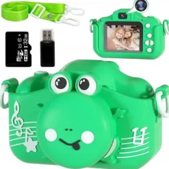 APARAT CYFROWY FOTOGRAFICZNY DLA DZIECI GRY + KARTA 32GB ŻABKA ŻABA SELFIE