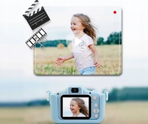 APARAT CYFROWY FOTOGRAFICZNY DLA DZIECI DZIECKA KOTEK 5 GIER + KARTA 32 GB