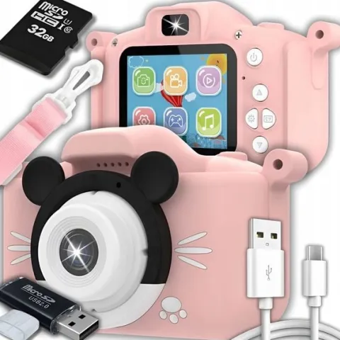 APARAT FOTOGRAFICZNY CYFROWY DLA DZIECI 40Mpx KAMERA ZABAWKA GRY+KARTA 32GB
