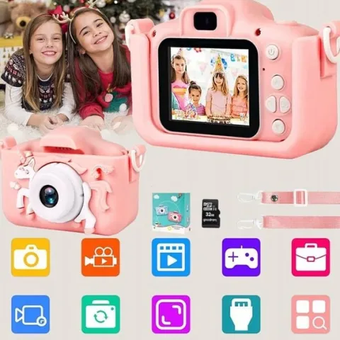 APARAT FOTOGRAFICZNY CYFROWY DLA DZIECI KAMERA ZABAWKA GRY + KARTA 32GB