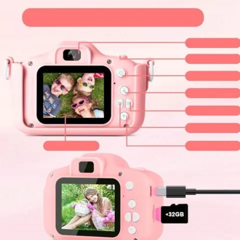 APARAT FOTOGRAFICZNY CYFROWY DLA DZIECI KAMERA ZABAWKA GRY + KARTA 32GB