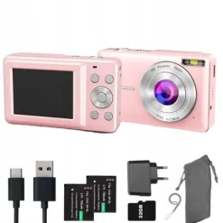 APARAT KOMPAKTOWY CYFROWY PRZENOŚNY 32G HD 1080P 44MP 16-KROTNY ZOOM RÓŻOWY