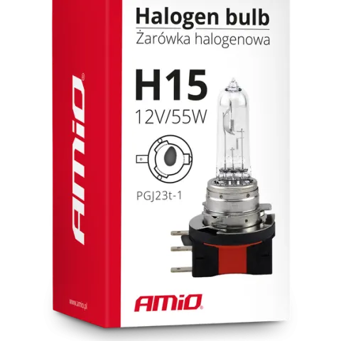 ŻARÓWKA HALOGENOWA AMIO H15 12V 55W MOCNE ŚWIATŁO ŻARÓWKI HOMOLOGACJA