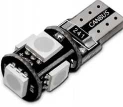 ŻARÓWKA 5 LED CANBUS W5W T10 CZERWONE MOCNE