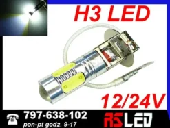 żarówka LED H3 5 COB dzienne DRL 12v 24v biała zimna