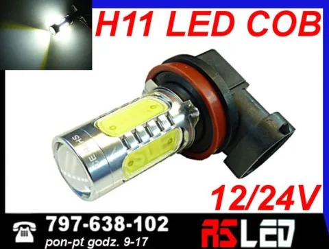 żarówka LED H11 H8 5 COB dzienne DRL 12v 24v biała zimna