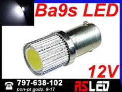 żarówka LED H6W bax9s przesunięte piny HP COB biała zimna 12