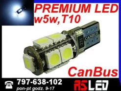 żarówka LED T10 9 Premium LED SMD 12v biała zimna canbus w5w