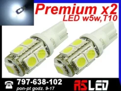 żarówka LED T10 9 Premium LED SMD w5w 12v biała zimna kpl 2 SZT