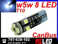 żarówka LED T10 8 Premium SMD LED w5w biała zimna 12v canbus