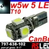 żarówka LED T10 5 SMD w5w w3w biala zimna 12v EKO CANBUS can bus
