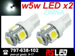 żarówka LED T10 5 SMD w5w w3w biala zimna 12v EKO kpl 2 szt