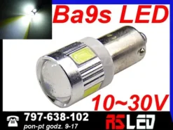 żarówka LED T4W Ba9s 6 x 5730 Power SMD LED soczewka 12v 24v