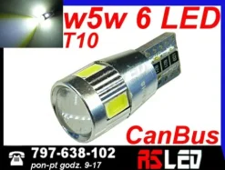 żarówka LED T10 w5w CanBus soczewka can bus 12v biała zimna