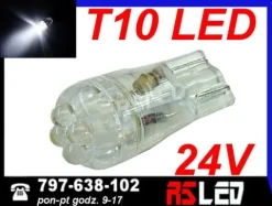 żarówka 4 LED T10 w5w w3w BIAŁA ZIMNA 24v