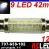żarówka 9 LED 10x42 mm rurka 42mm biała zimna 12v