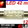 żarówka 9 LED 10x42 mm rurka 42mm CZERWONA 12v