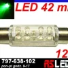 żarówka 9 LED 10x42 mm rurka 42mm ZIELONA 12v