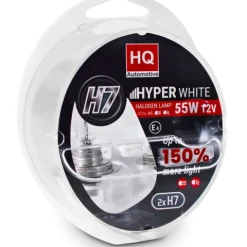 ŻARÓWKI H7 HQ Automotive +150% HYPER WHITE 55W 12V BARDZO MOCNE
