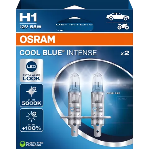 Żarówki H1 Osram Cool Blue Intense 5000K +100% Światła Biała Barwa Rękawicz
