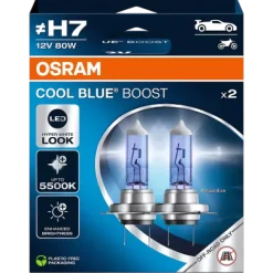 Żarówki Osram H7 Cool Blue Boost 5500K Białe + W5W Clear LED + Rękawiczki