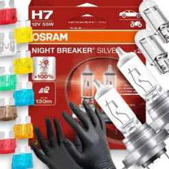 Żarówki Osram H7 Night Breaker Silver 100% W5W Led BEZPIECZNIKI Rękawiczki