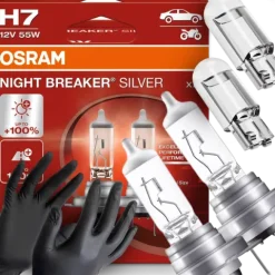 Żarówki Osram H7 Night Breaker Silver +100% W5W Led Clear Rękawiczki