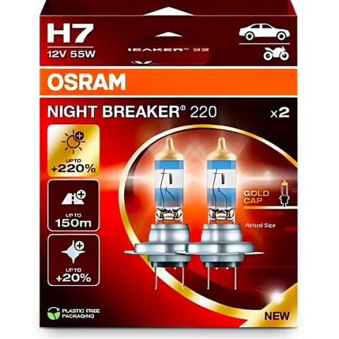 ŻARÓWKI OSRAM NIGHT BREAKER 220% H7 MOCNE BIAŁE ŚWIATŁO 58W KOMPLET 2SZT