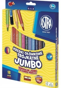 ASTRA KREDKI OŁÓWKOWE TRÓJKĄTNE JUMBO 18 KOL