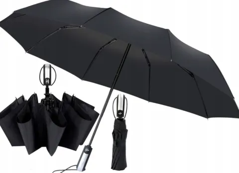 Automatyczna Parasolka Czarna Parasol Mocny Włókno