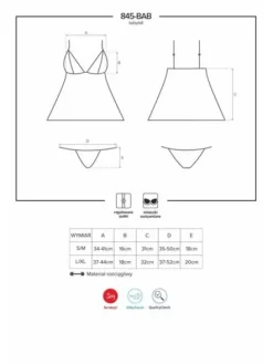 845-BAB-5 babydoll i figi różowe – uroczo! Obsessive S/M