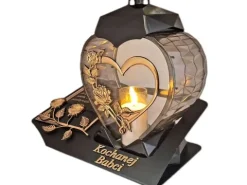 BABCIA BABCI ZNICZ LAMPION NA GRÓB SERCE I SERCE ZŁOT SKOS SENTENCJA+ŚWIECA