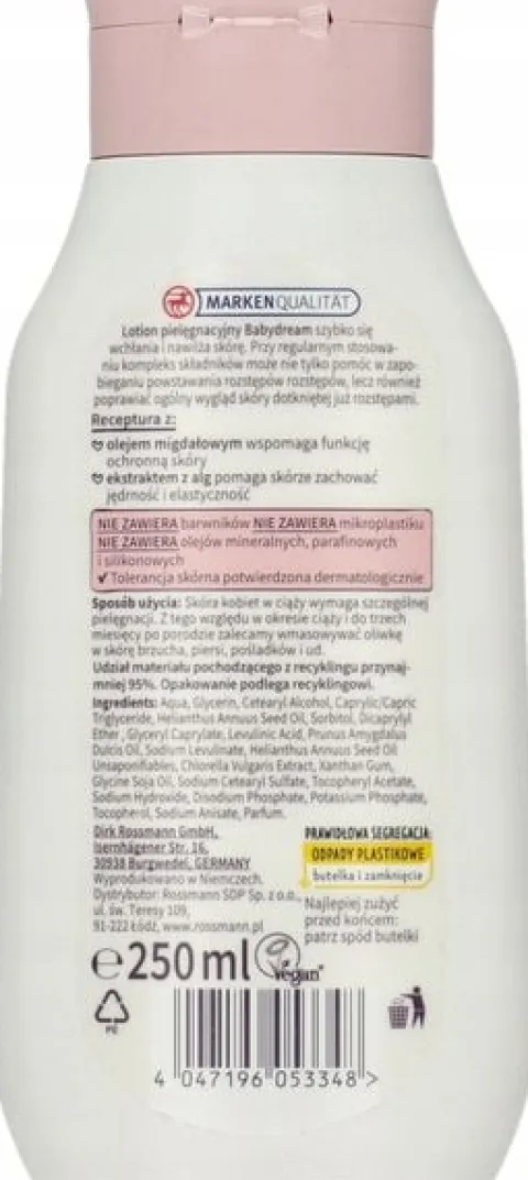 BABYDREAM LOTION DO CIAŁA PIELĘGNACYJNY DLA KOBIET W CIĄŻY 250 ML